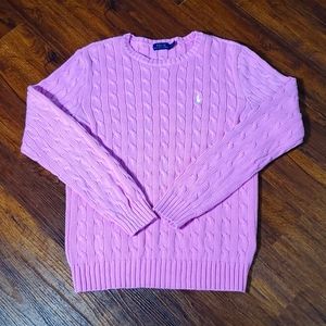 Women's Pink Polo Ralph Lauren Cable Knit Sweater Size Large